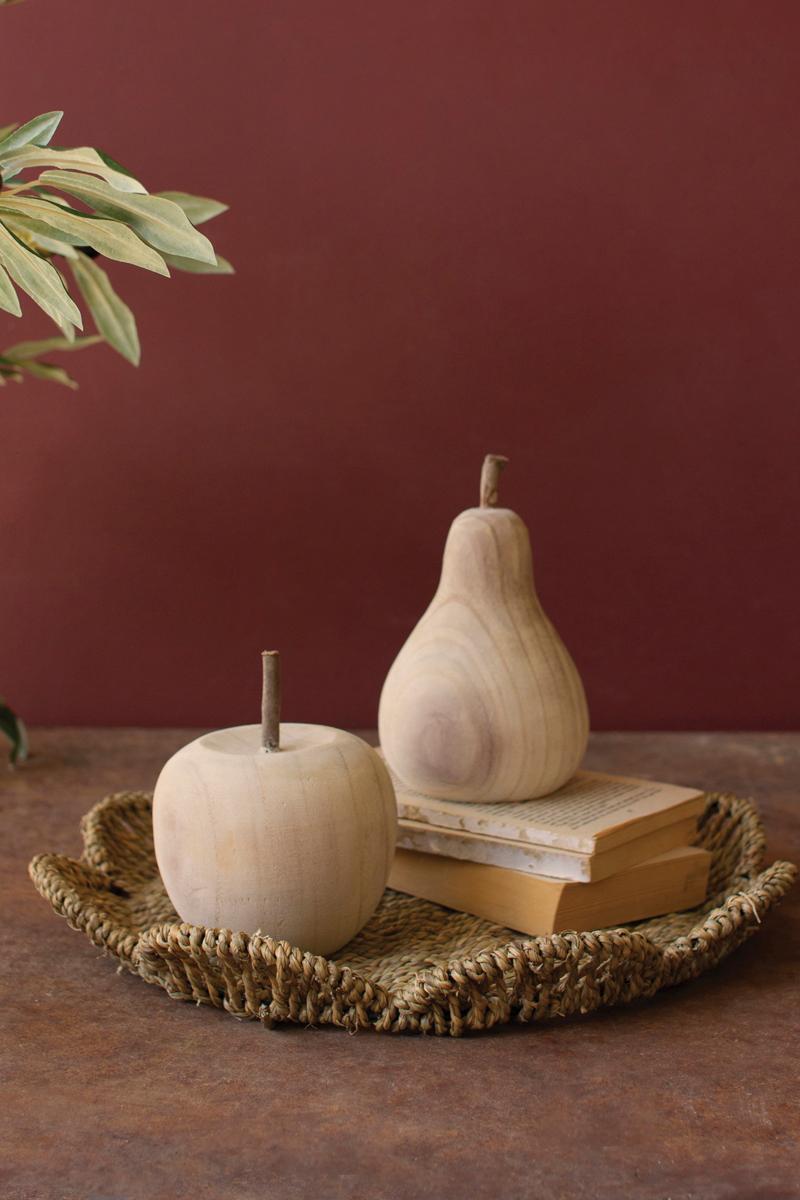 Carved Wooden Apple and Pear - 2 Styles