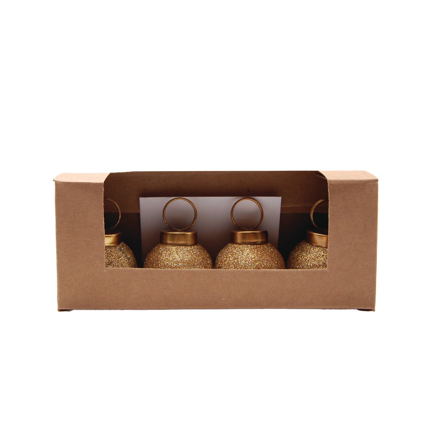 Glass Ball Ornament Card/Photo Holders with 12 Cards, Boxed Set of 4