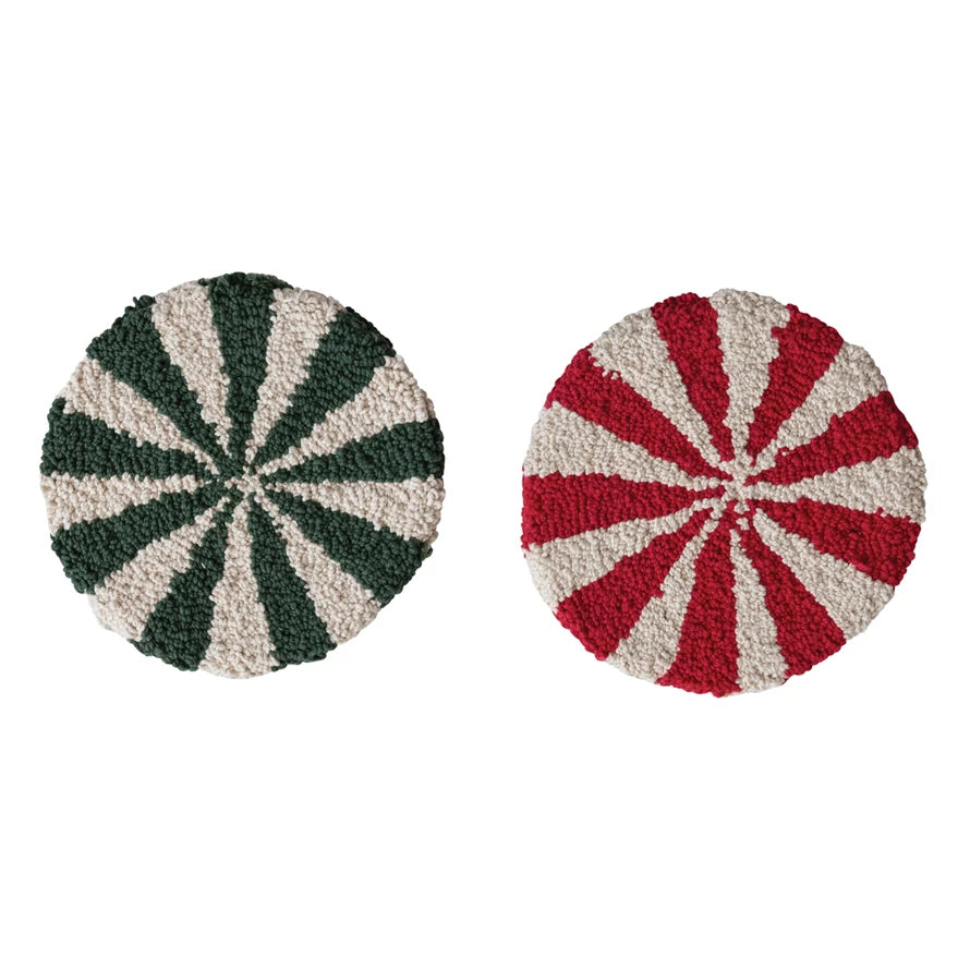 8" Round Cotton Tufted Candy Striped Trivet - 2 Colors