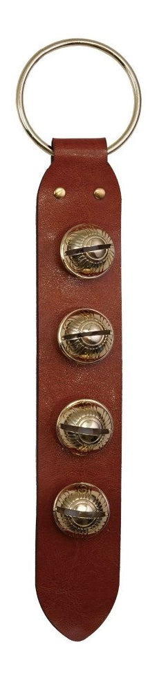 Leather & Embossed Metal Bells Door Hanger, Gold Finish, 3 Colors