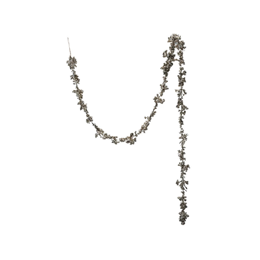 Foam Ball Garland with Glitter, Champagne Finish