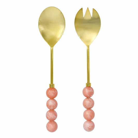 Set of Two Hyaline Salad Servers - Gold