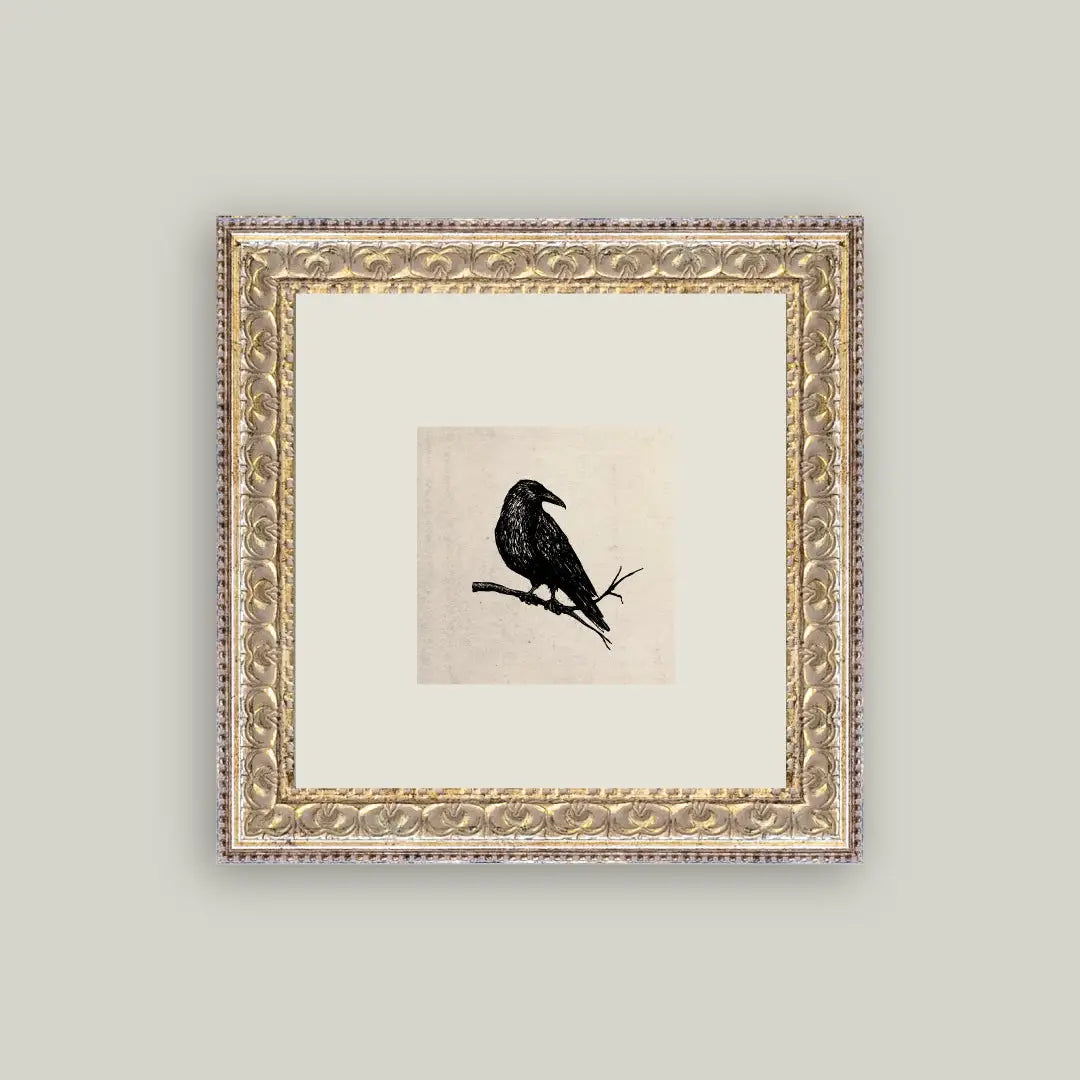 Crow Framed Antique Art