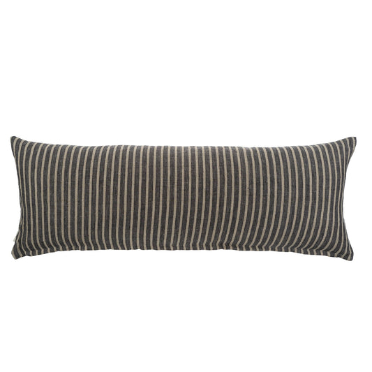 Pinstripe Linen Pillow - 15x42 Grey