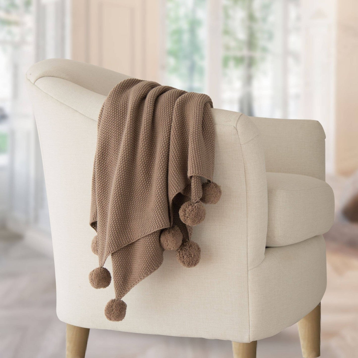 Aria Cotton Seedstitch Pompom Throw