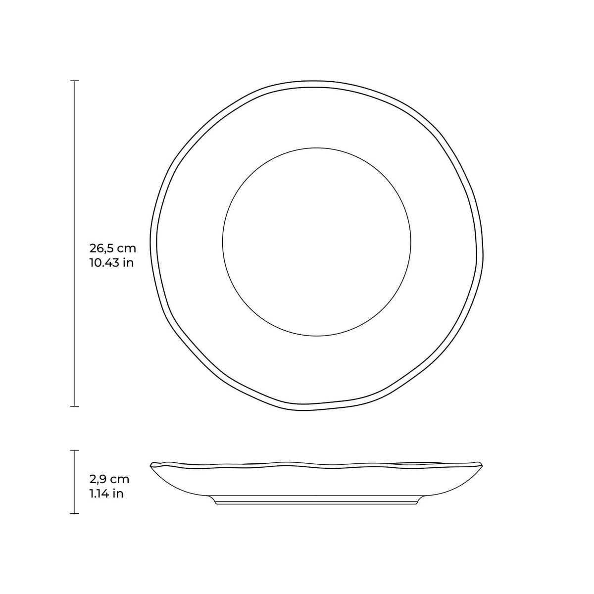 Organic Stoneware Matte Black Dinner Plate - 10.4"