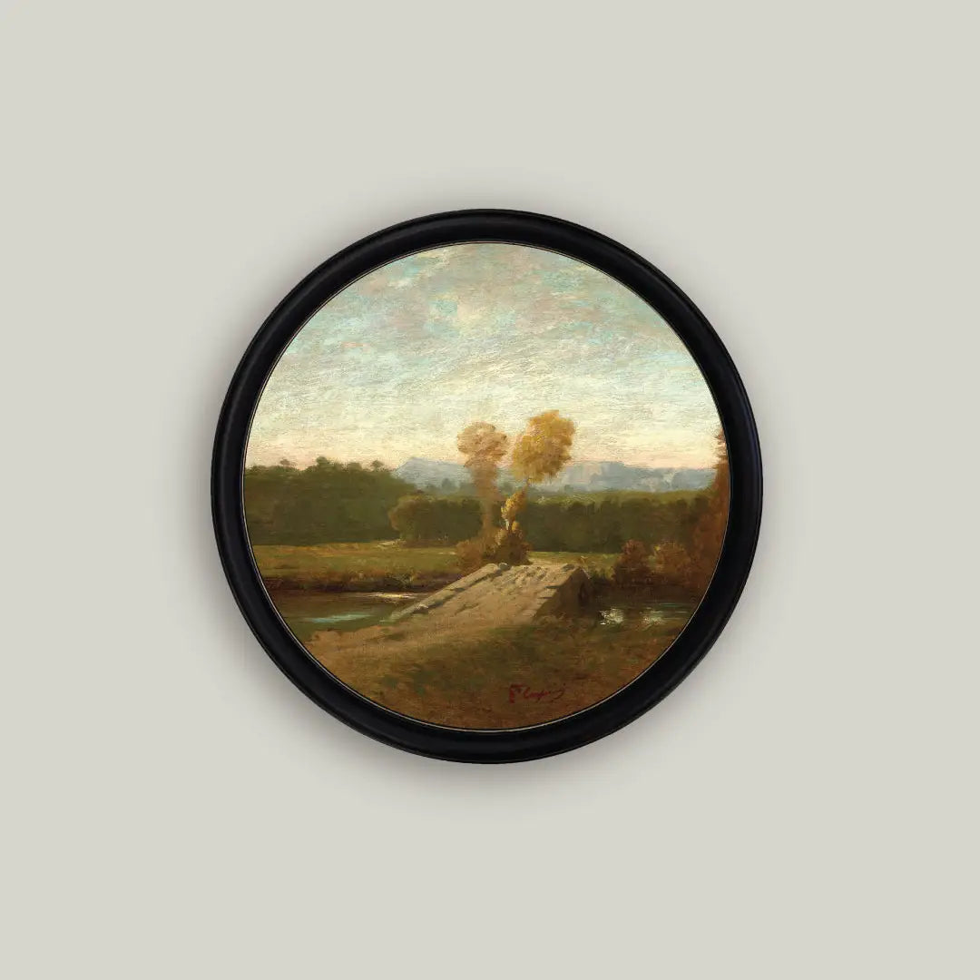 Bridge Landscape Circle Framed Art