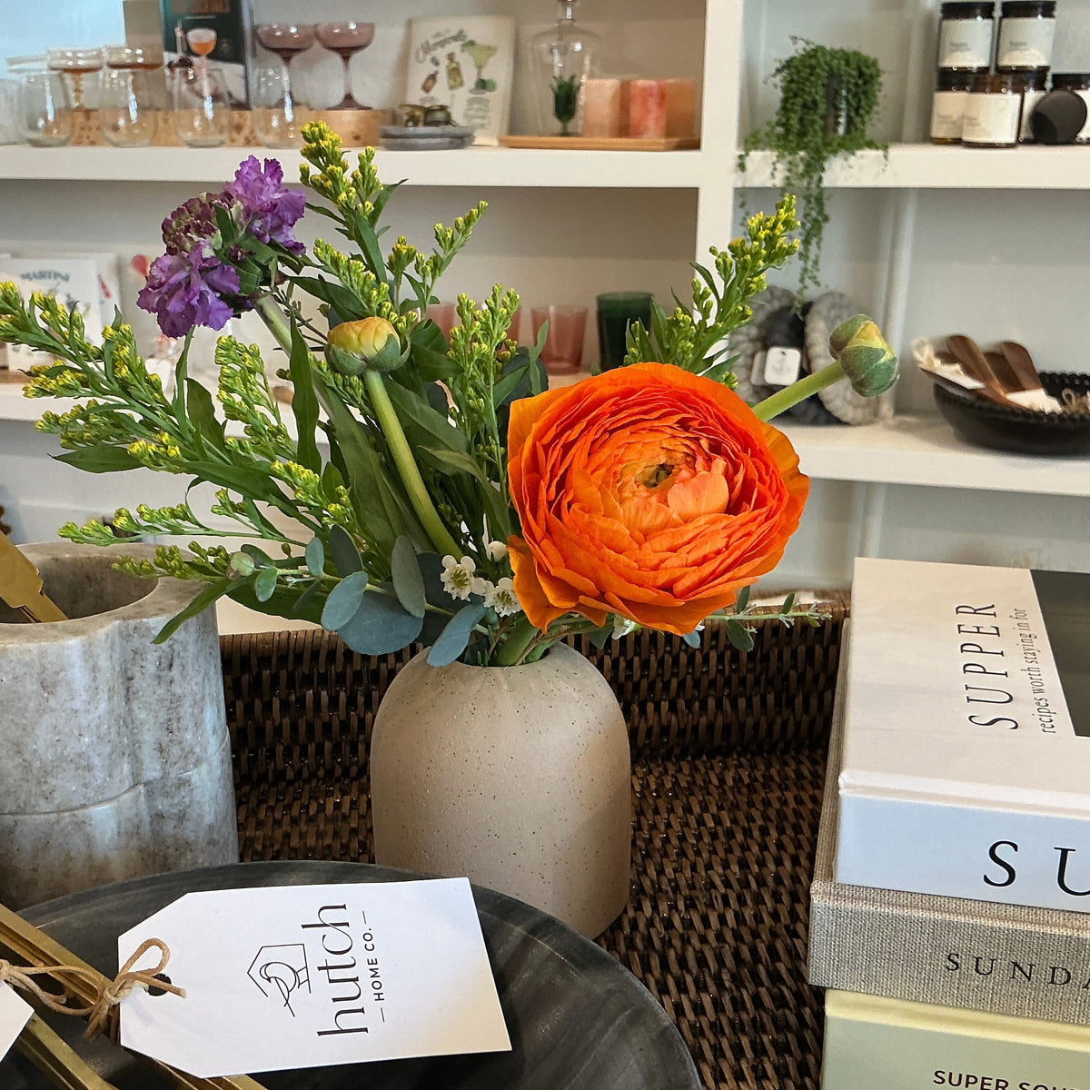 Mesa Dome Vase + Floral, Small