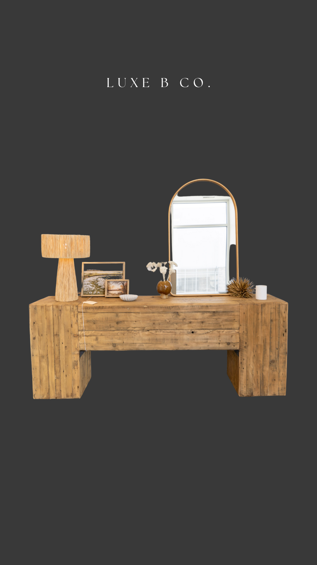English Beam Reclaimed Elm Wood Console Table