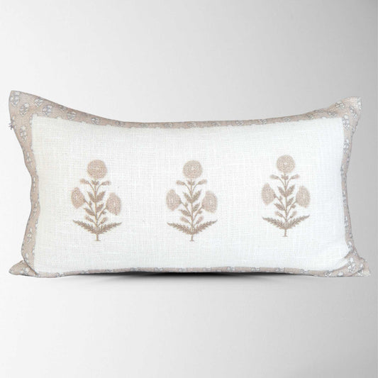 Lumbar Seraphina Mughal Flower Pillow Cover w/ Down Alterantive Insert