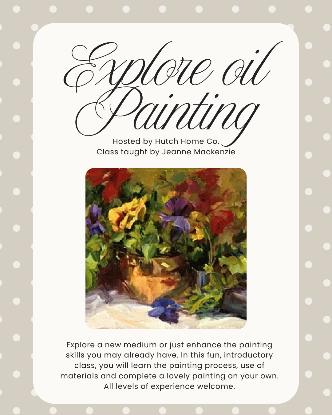 Brunch + Brush - Explore Oil Painting Class