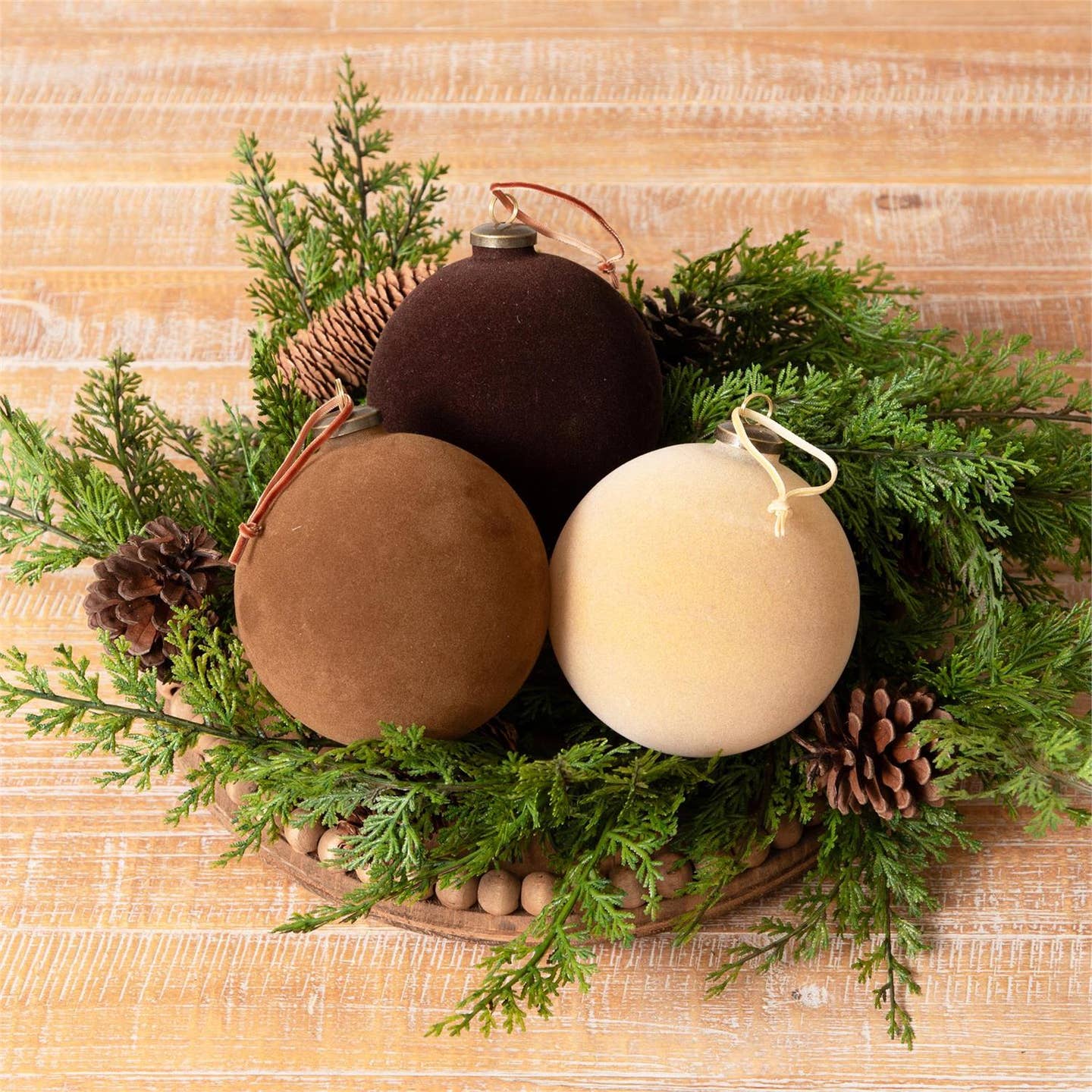 Flocked Ornament Balls - Six Colors, Two Sizes