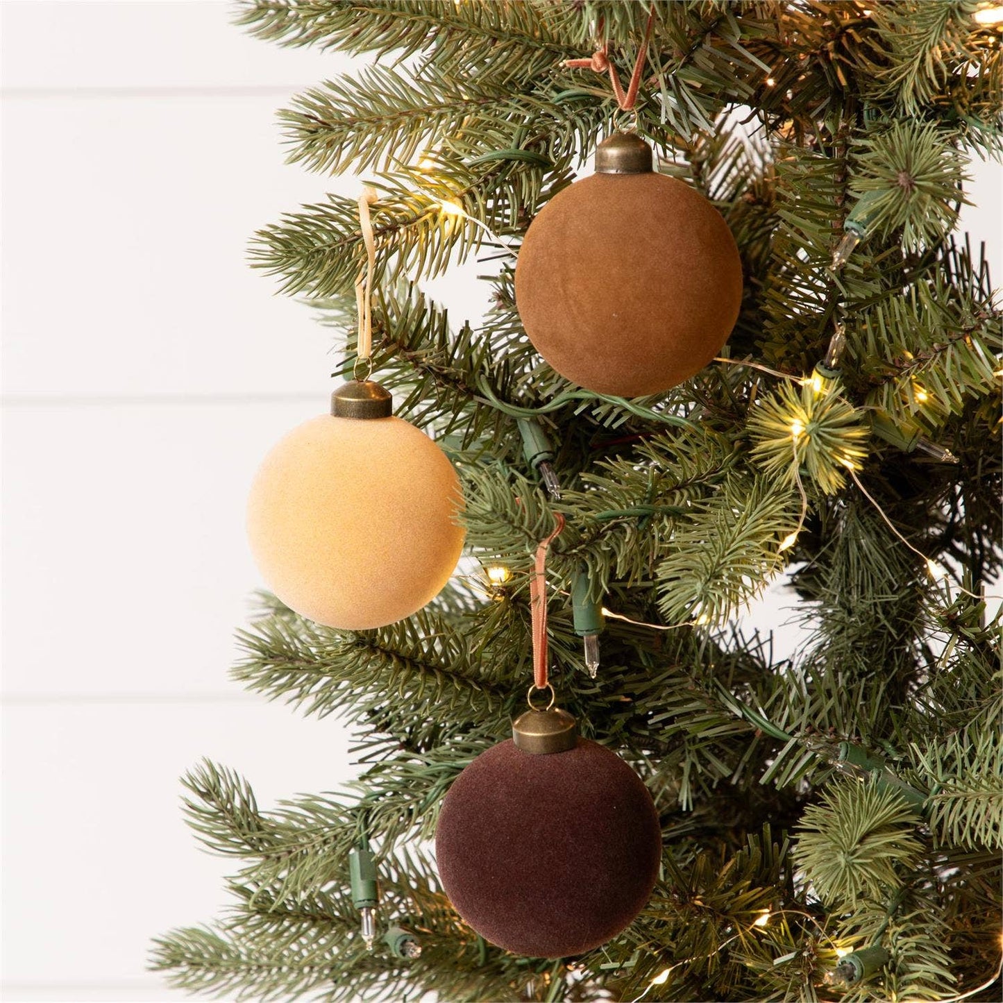 Flocked Ornament Balls - Six Colors, Two Sizes