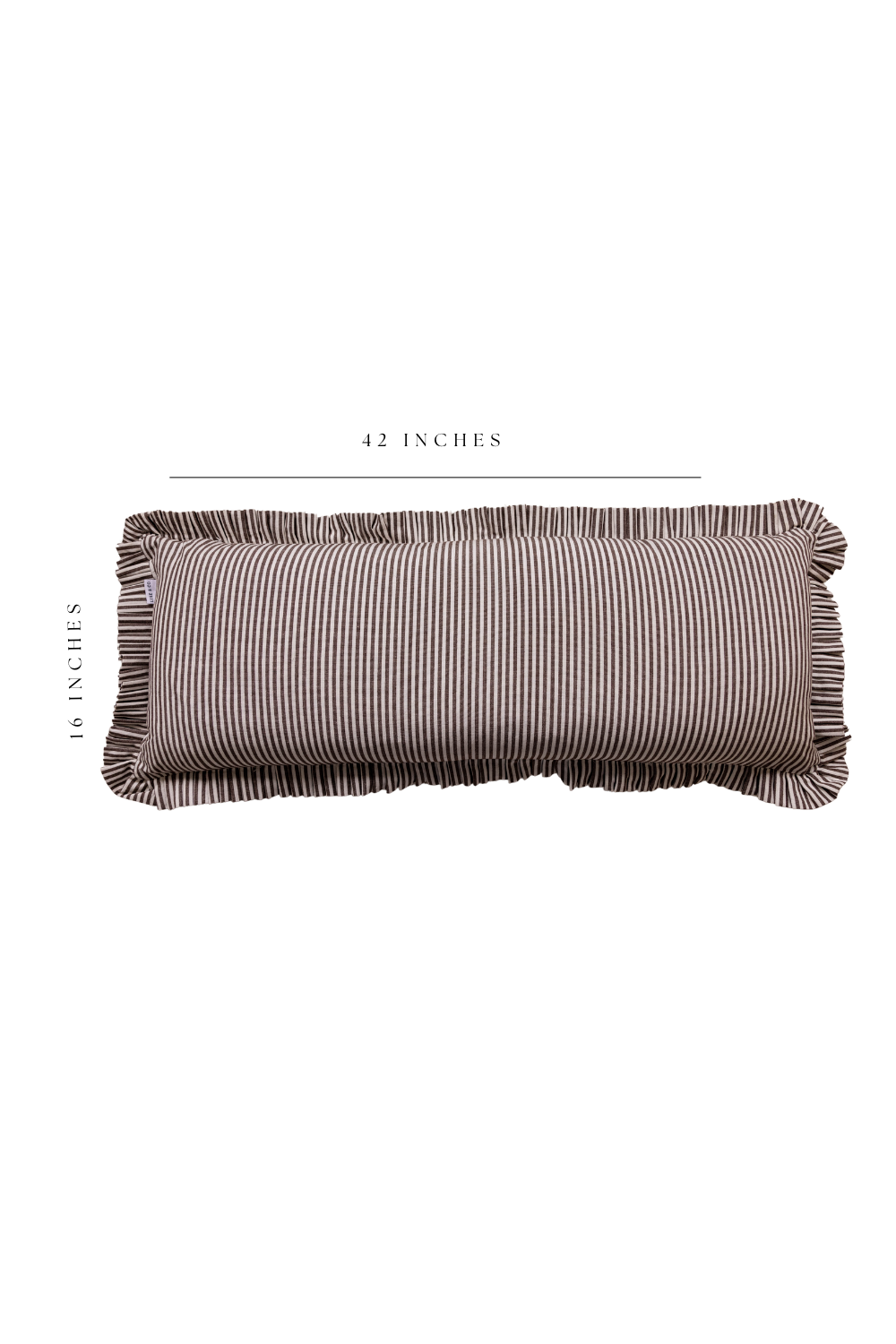 Ruffle Bolster Pillow Cover Brown White Stripes with Insert