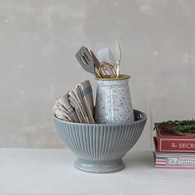 Stoneware Fluted Serving Bowl