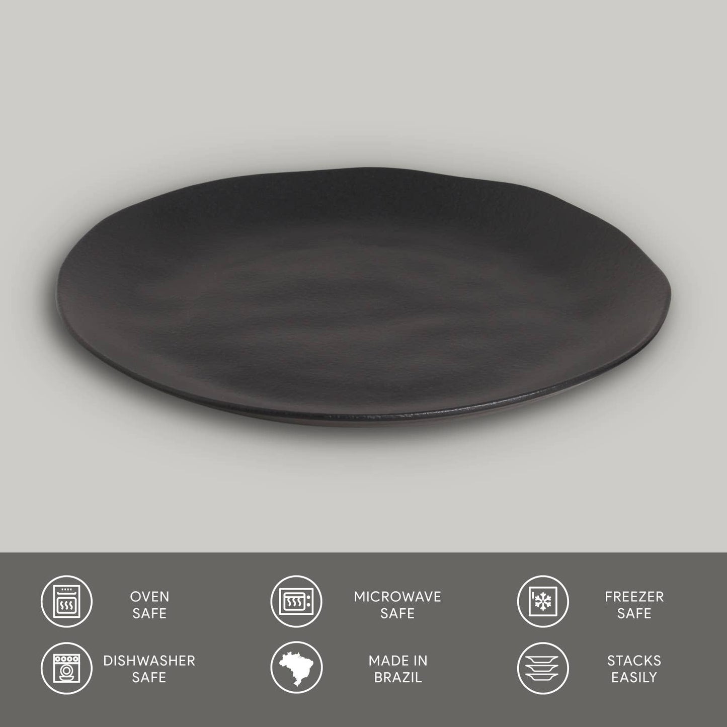 Organic Stoneware Matte Black Dinner Plate - 10.4"