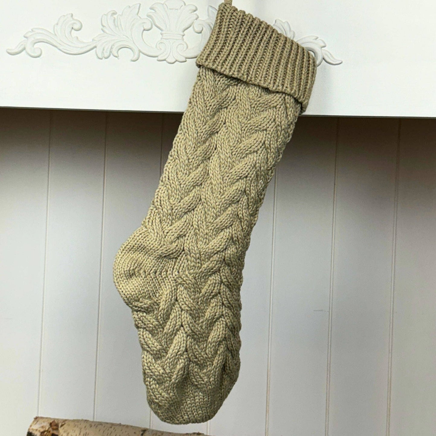 Solid Cable Knit Christmas Stocking