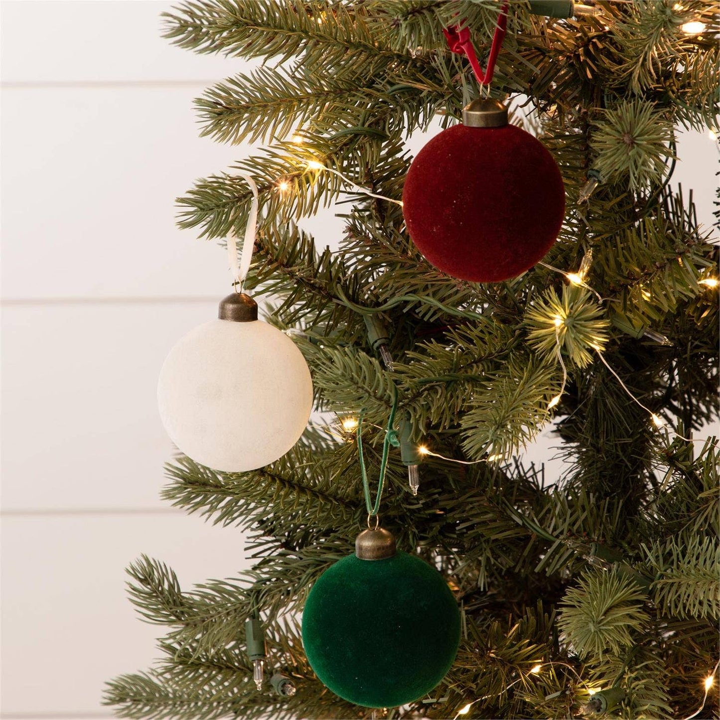 Flocked Ornament Balls - Six Colors, Two Sizes