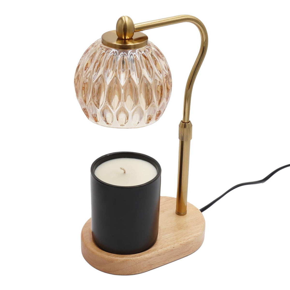 Candle Warmer Lamp - Crystal Glass & Wood Base
