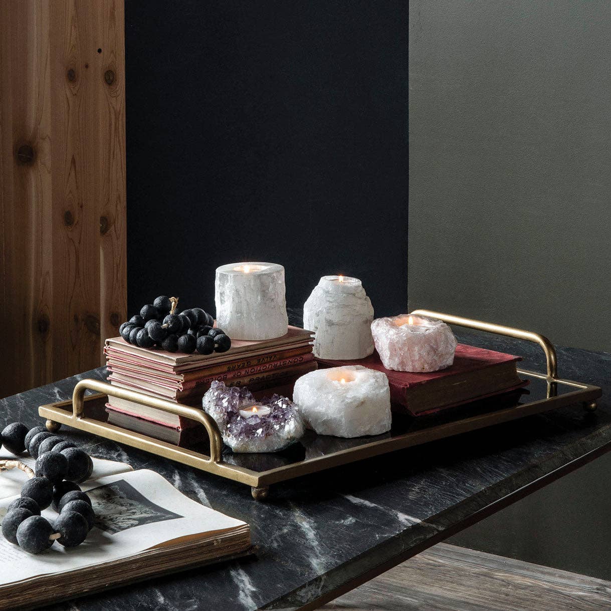 Selenite Candle Stand - Cylinder Small