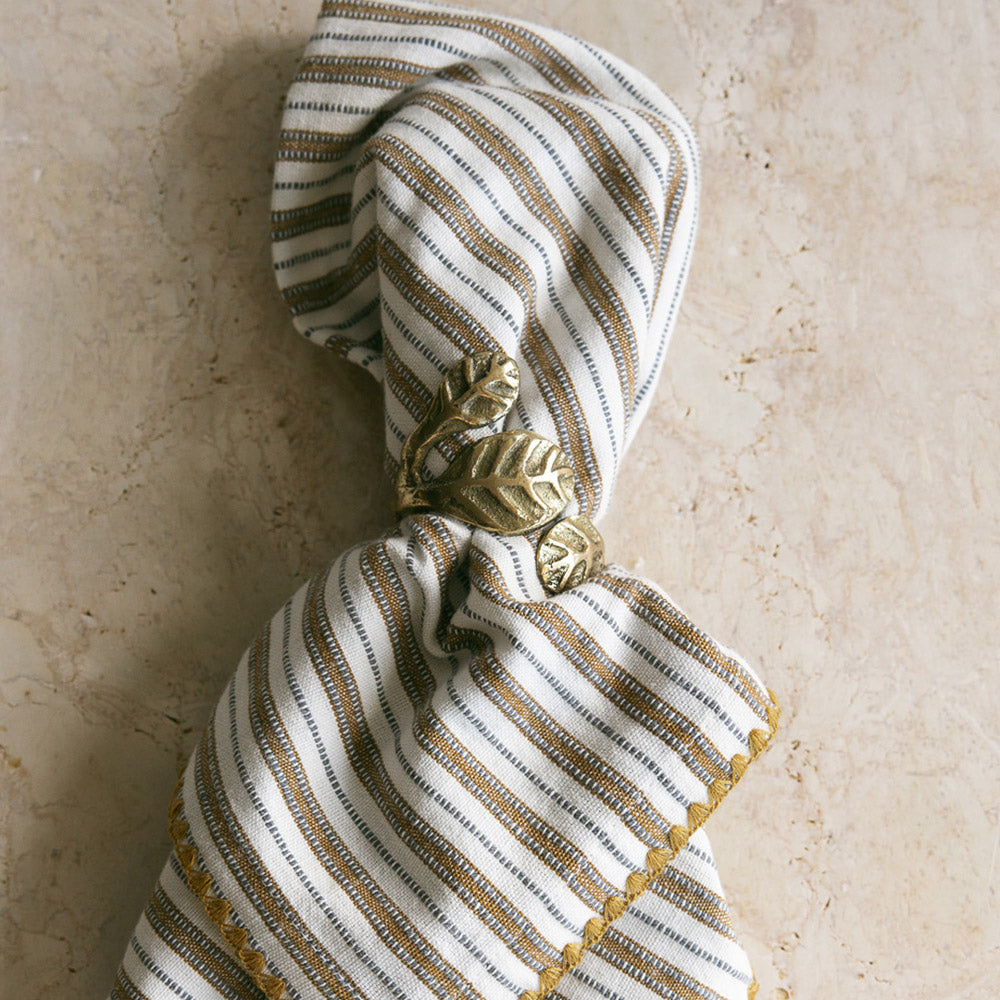 Brass Leaf Napkin Rings - Set of 4