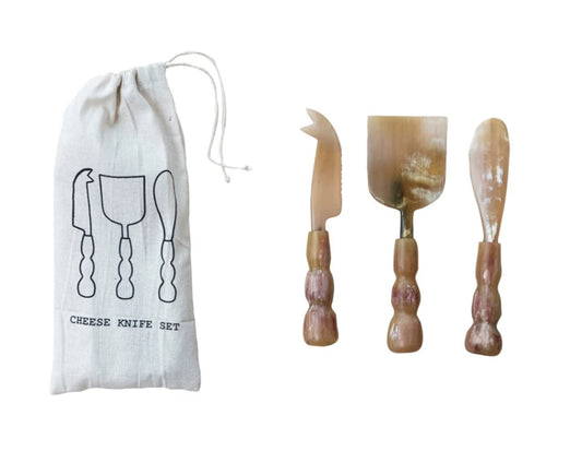 Natural Horn Cheese Servers, Set of 3 in Bag