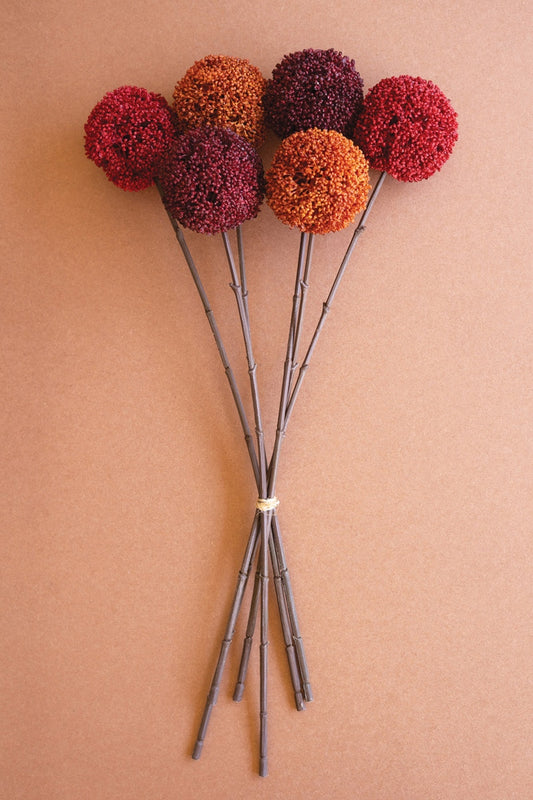 Artificial Set of 6 Allium Ball Stems