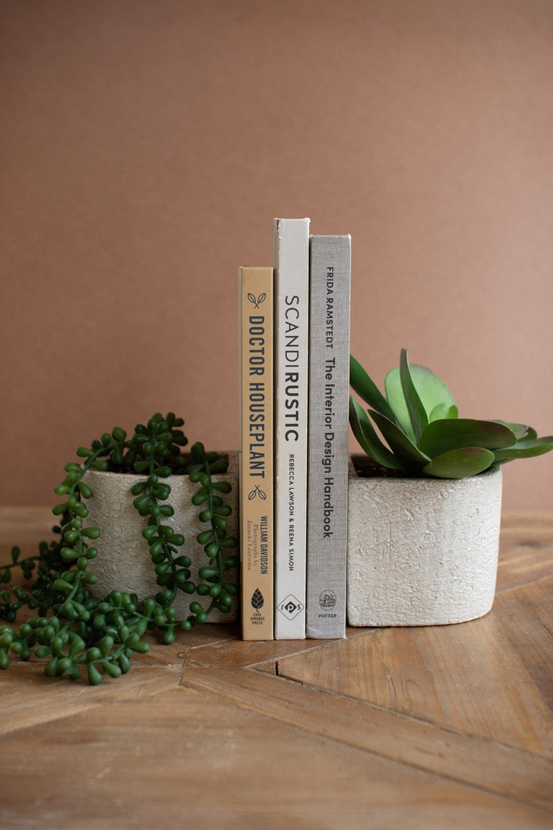 Concrete Bookend Planters - Set of 2