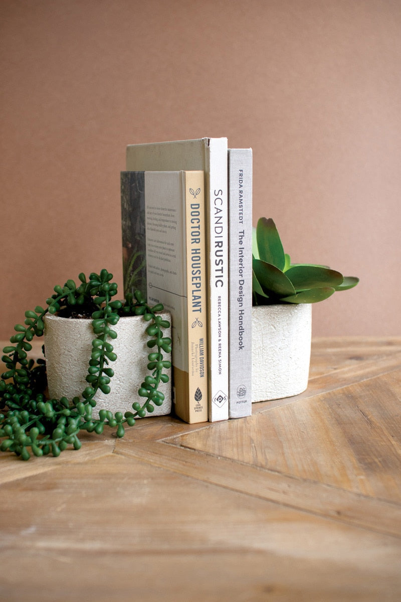Concrete Bookend Planters - Set of 2