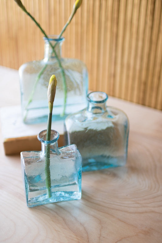 Recycled Square Glass Vase - Set of 3