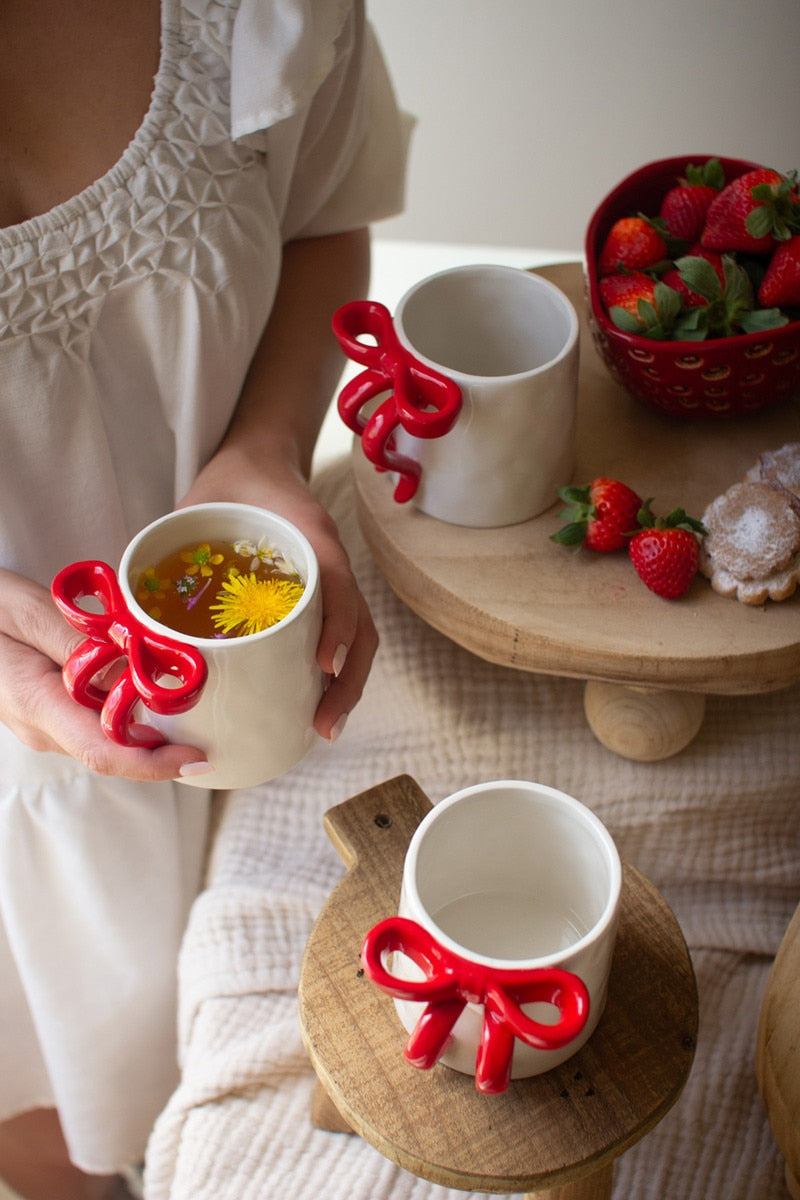 Ceramic Christmas Bow Coffee Mug