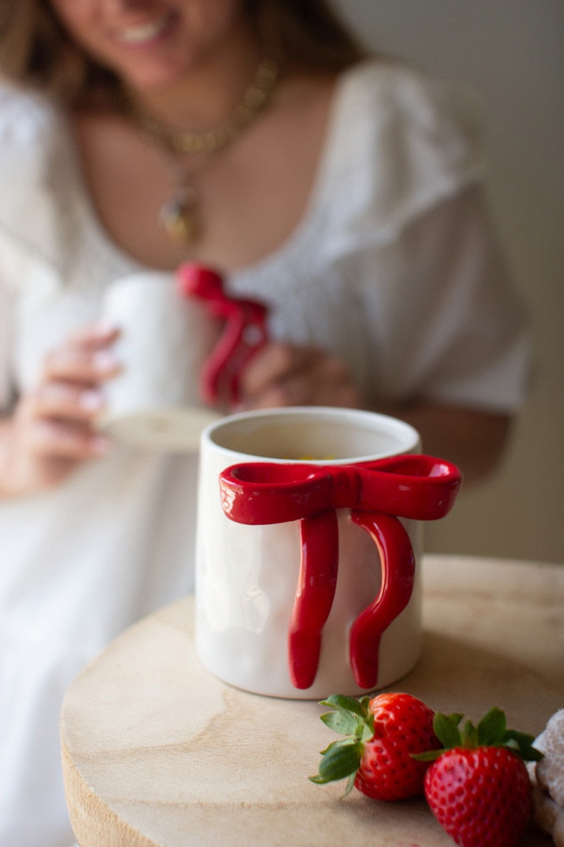 Ceramic Christmas Bow Coffee Mug