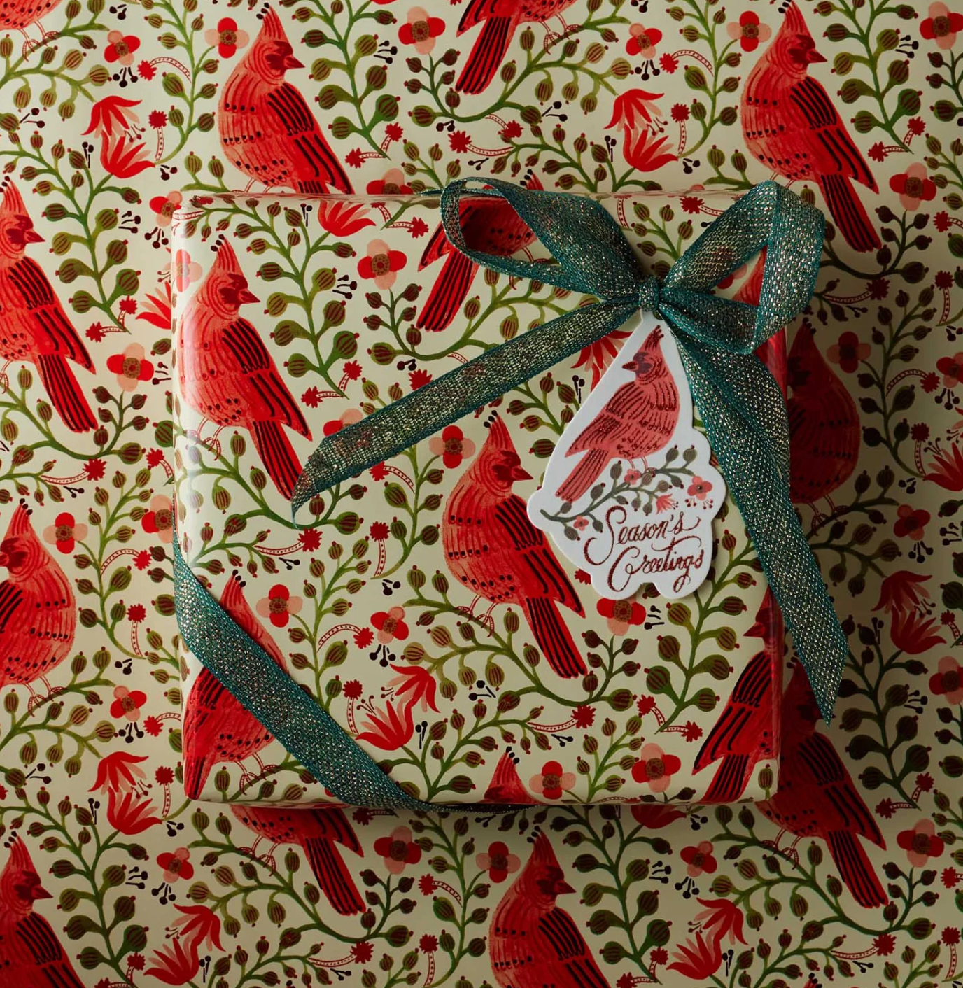 Christmas Cardinals Continuous Wrapping Roll