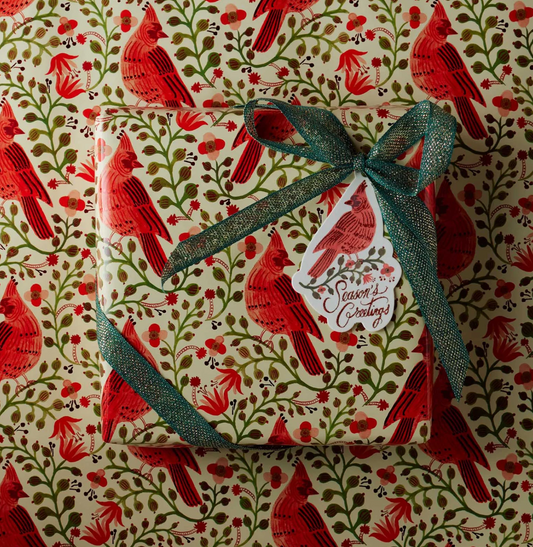 Christmas Cardinals Continuous Wrapping Roll