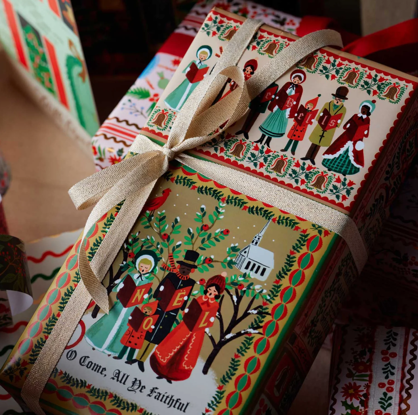 Christmas Carolers Continuous Wrapping Roll