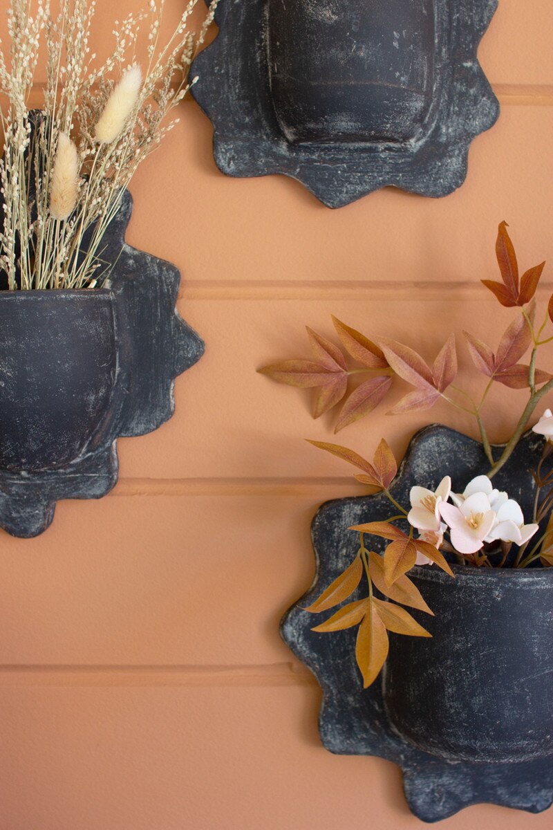 Black Wavy Clay Wall Planters