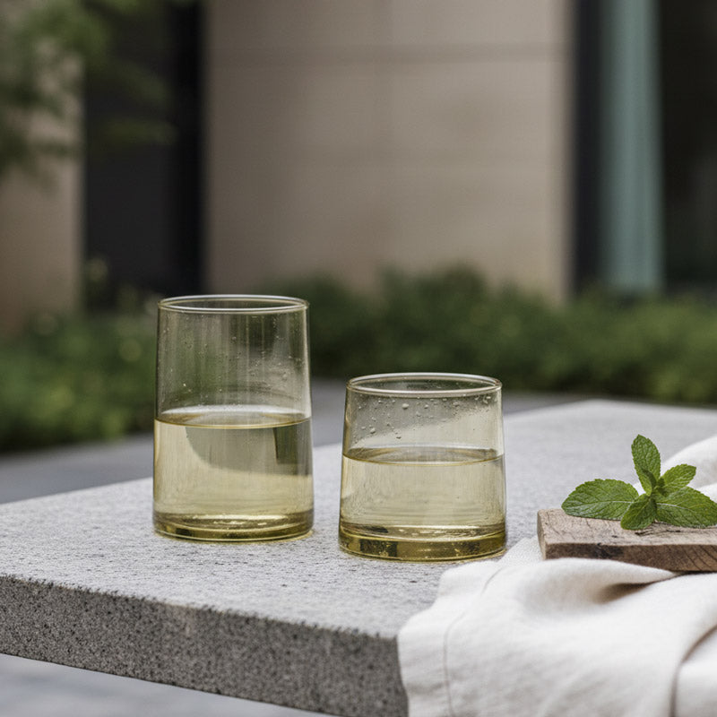 Hand-Blown Green Tumbler Glasses