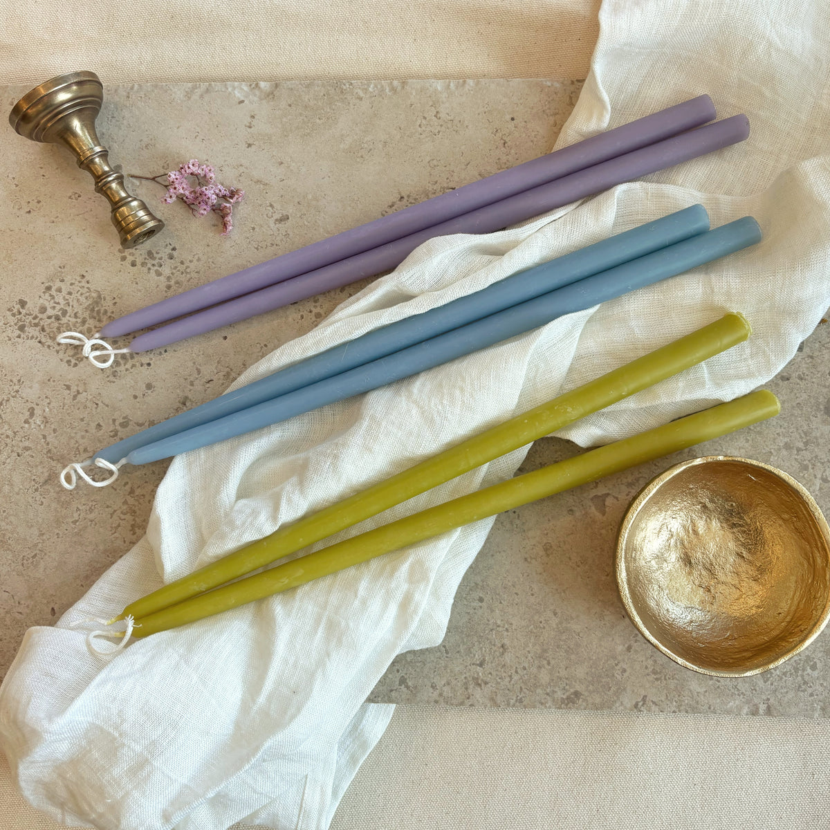 Hand-Dipped Thin Beeswax Tapers
