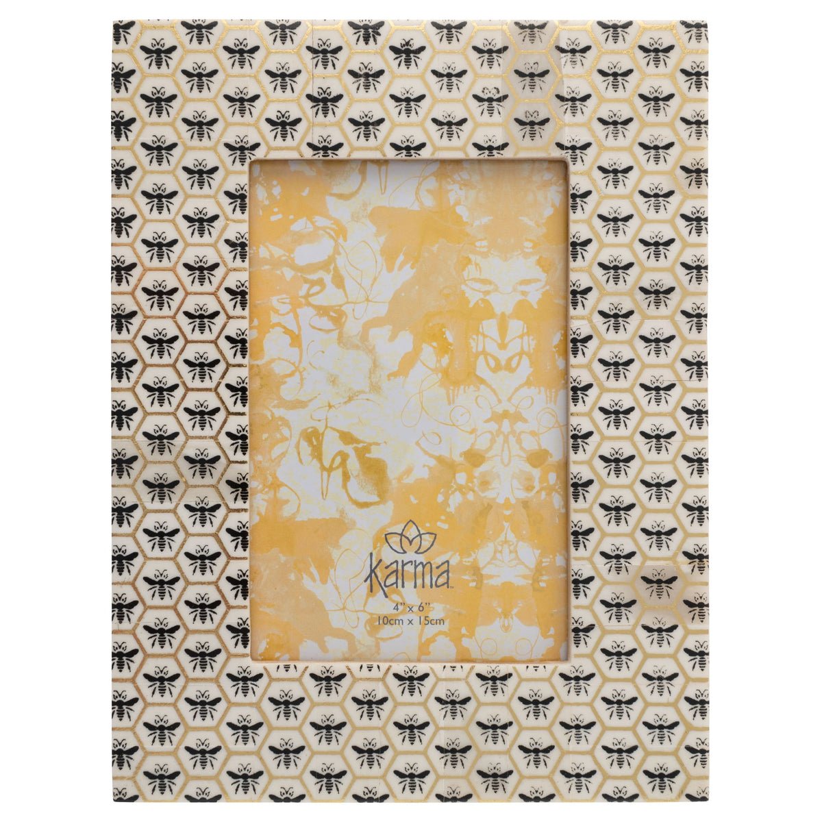 Natural Bone Picture Frame White Bee Rectangle