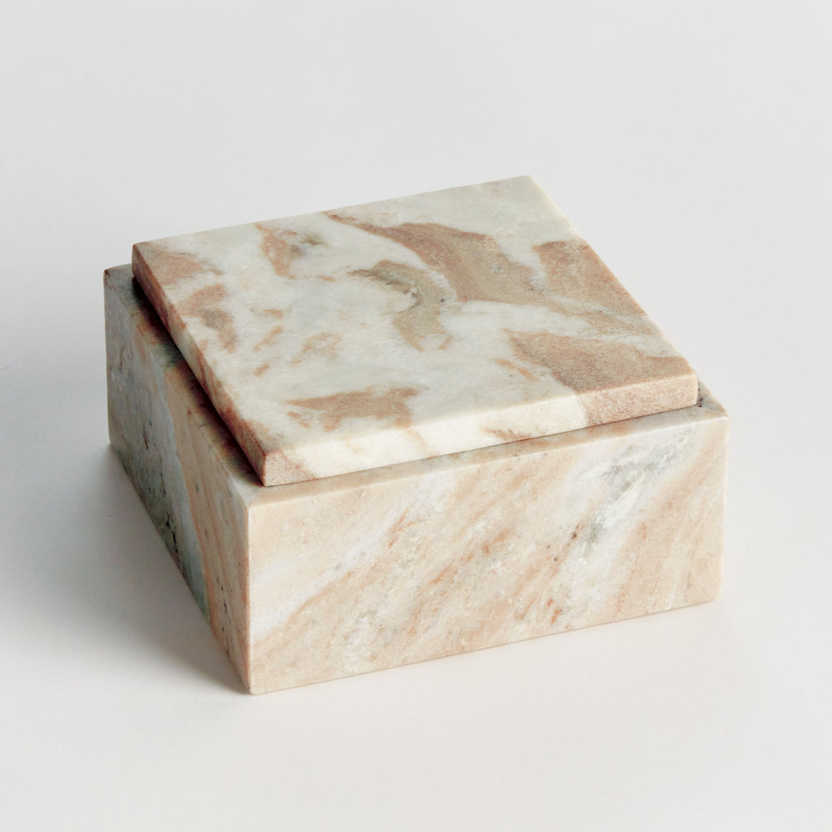Jaqueline Marble Square Lidded Box, Wide