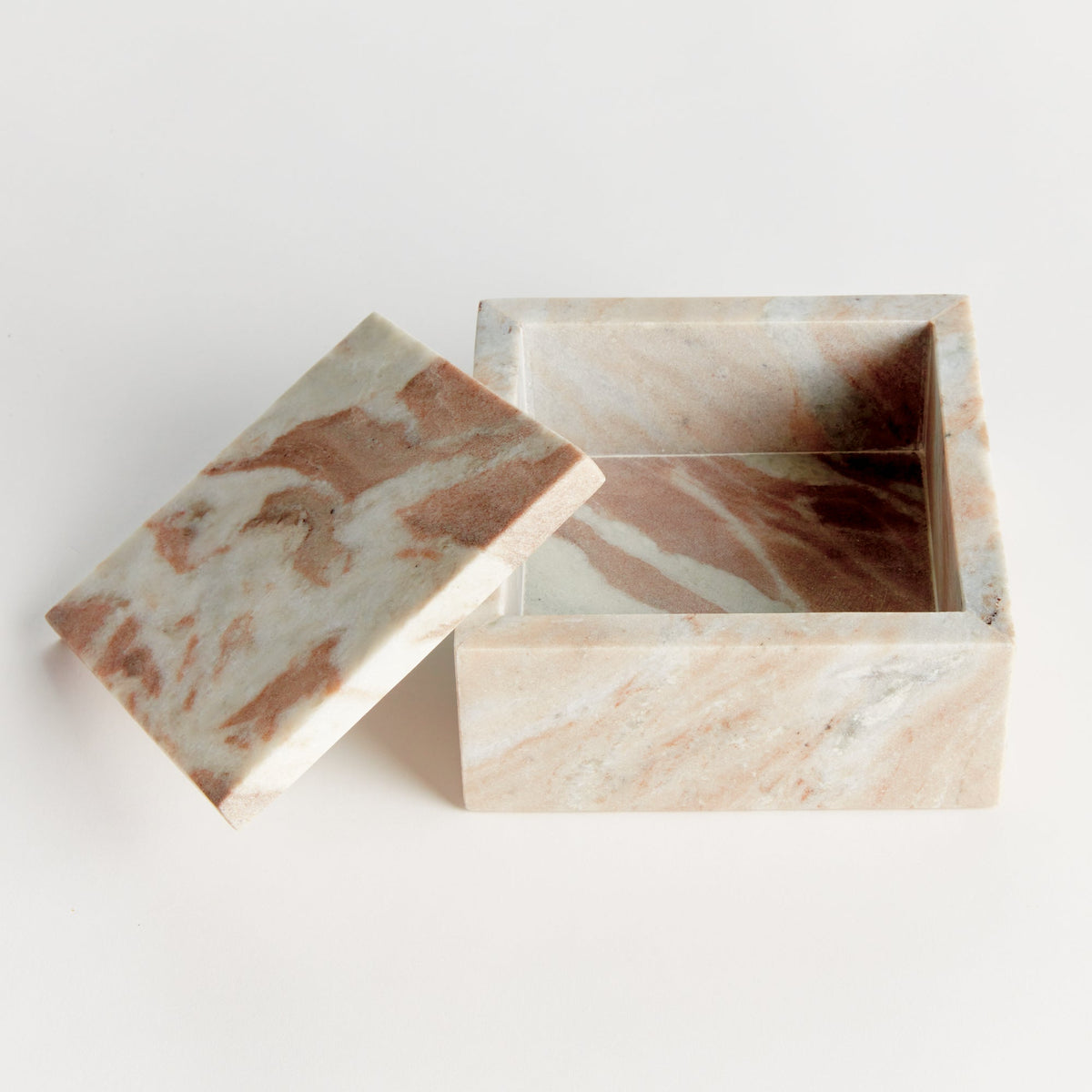Jaqueline Marble Square Lidded Box, Wide