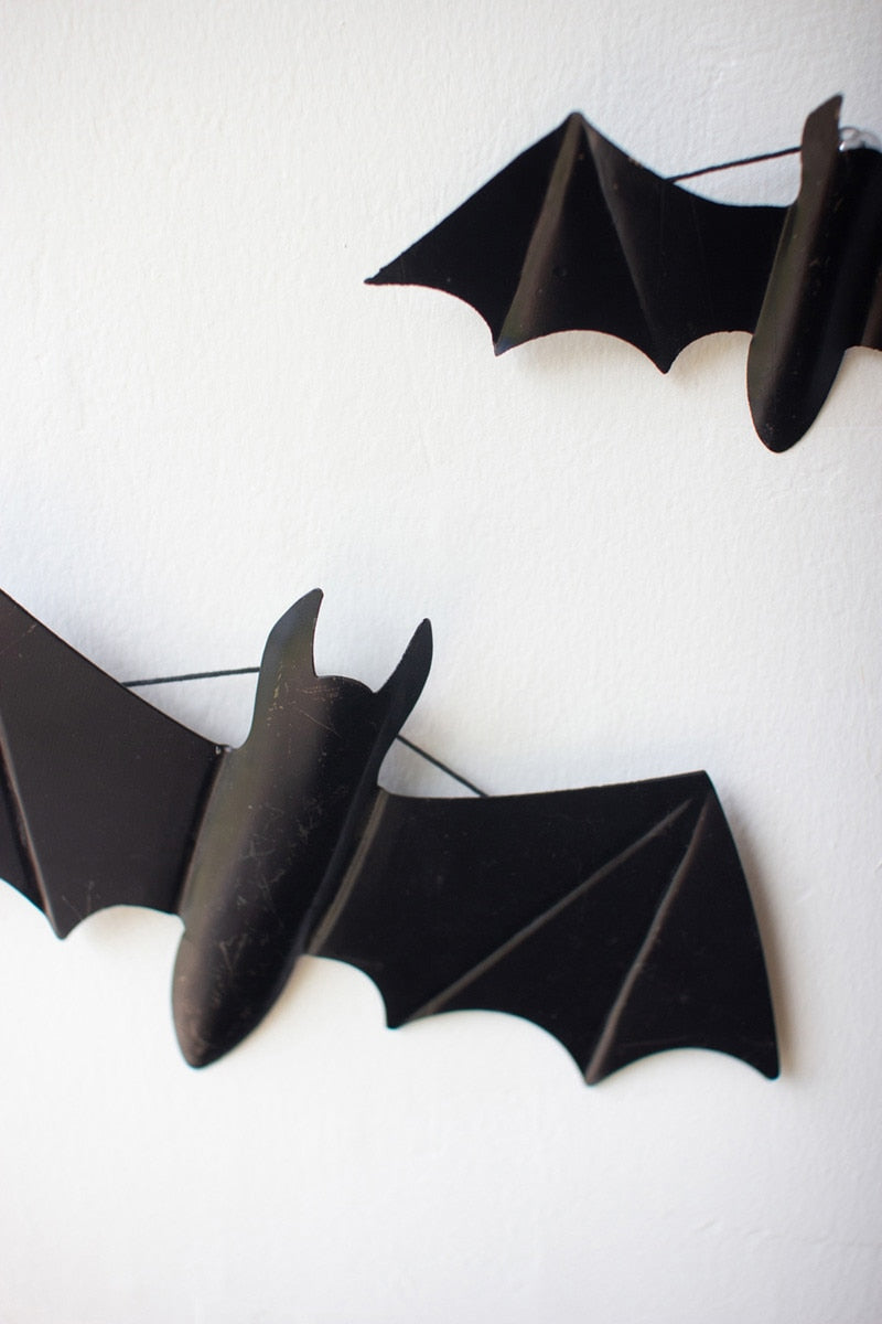 Hanging Black Metal Bats - Set of 5