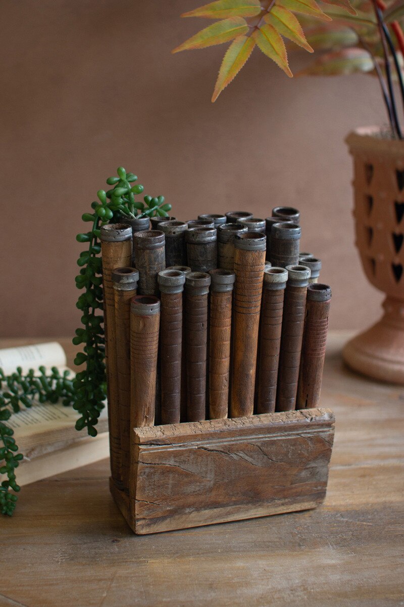 Reclaimed Wooden Thread Spools Art