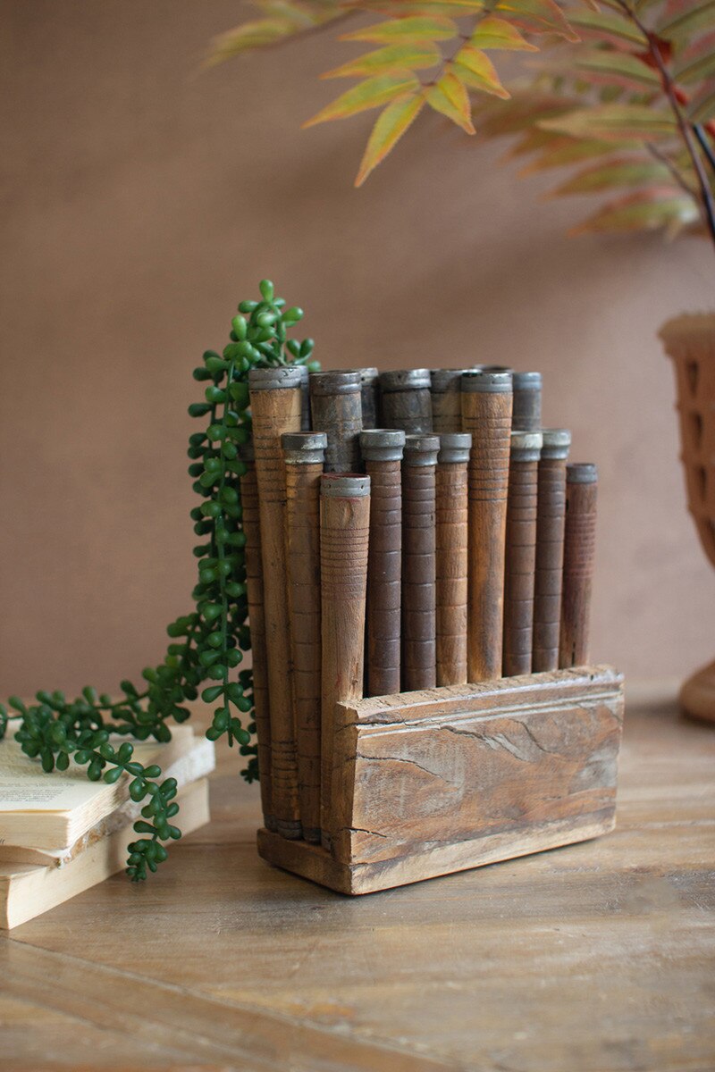 Reclaimed Wooden Thread Spools Art