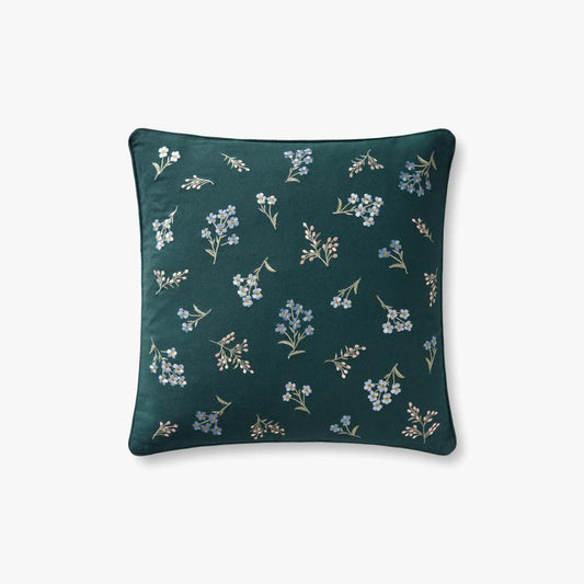 Floral Threads Pillow - Teal