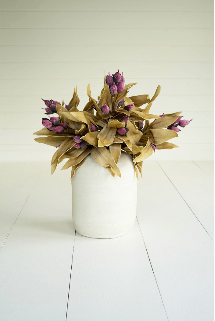 Purple Blooms with Leaves Stem