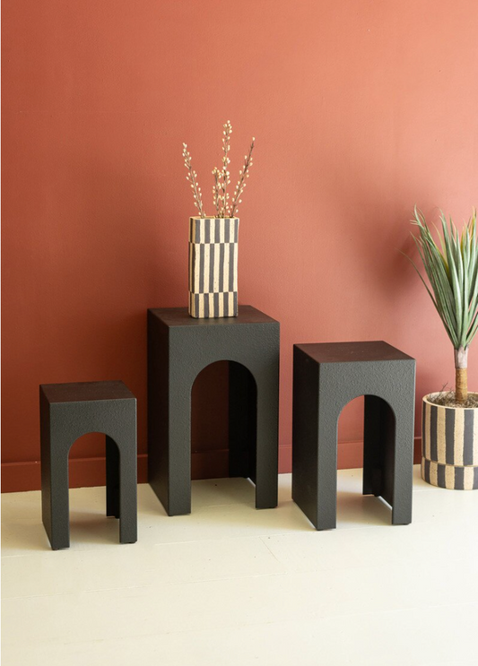 Textured Black Side Tables- Set of 3