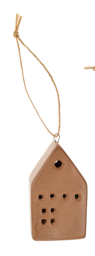 Ceramic House Ornaments - 2 Sizes, Brown