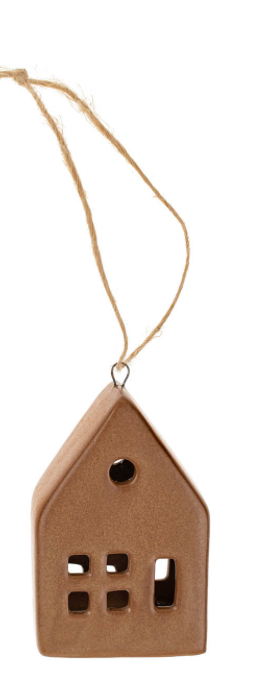Ceramic House Ornaments - 2 Sizes, Brown