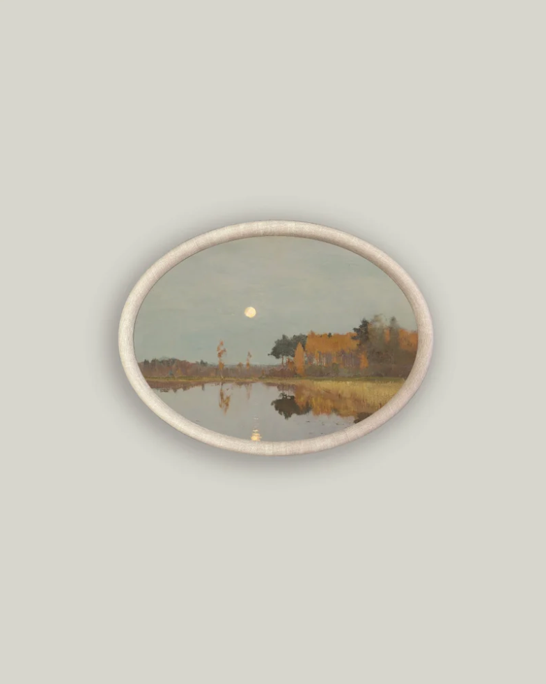 Twilight Woods Oval Framed Print